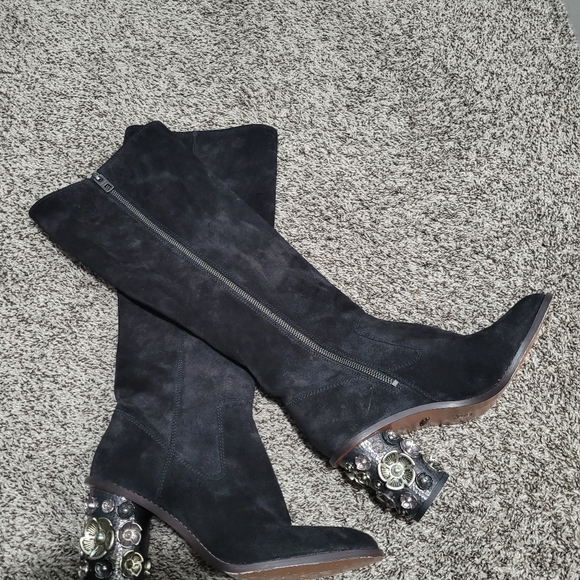 Coach Tea Rose Heeled Boot - Black size 8.5 - Picture 4 of 8